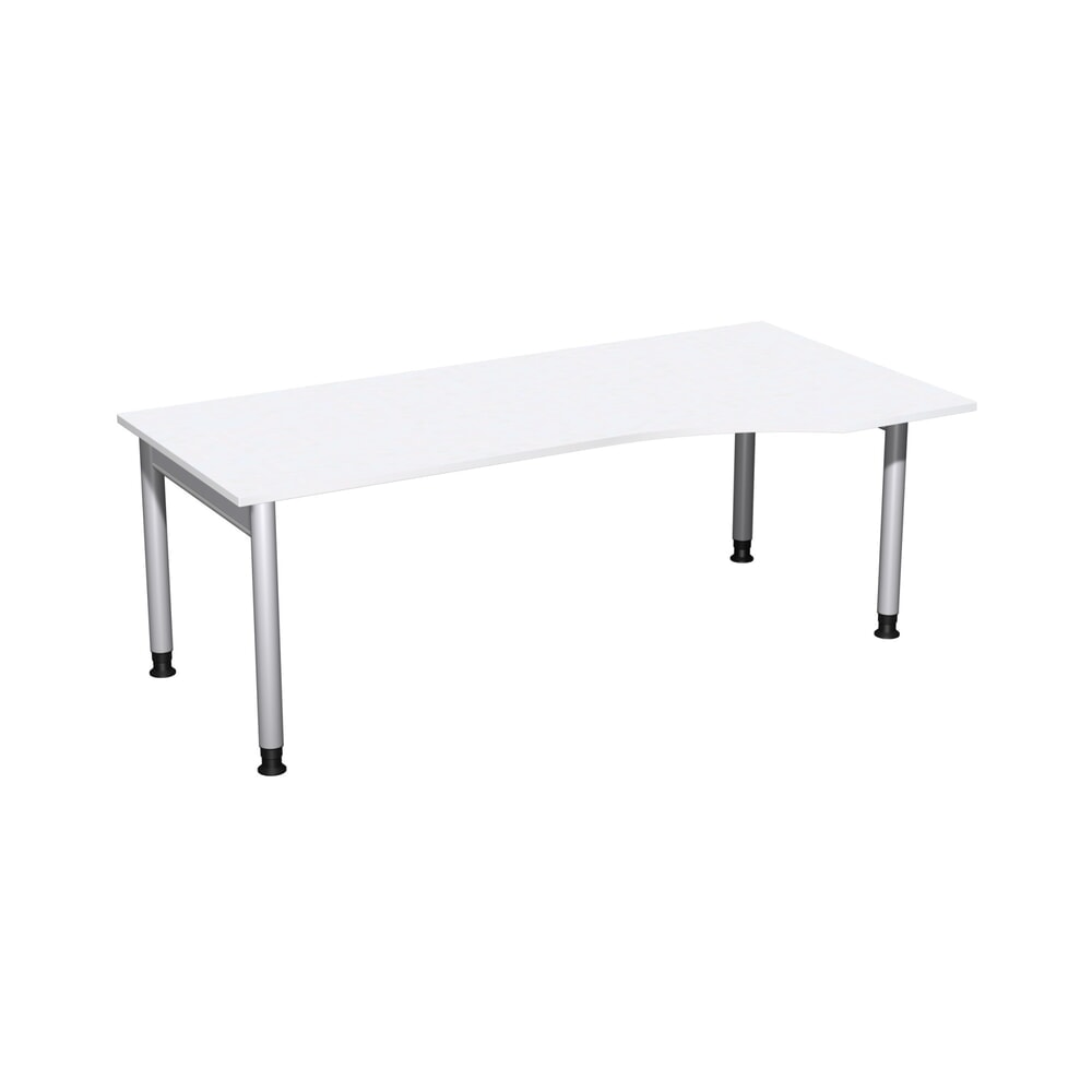 Illustration du produit: Bureau Geramöbel profilé réglable en hauteur manuellement, bâti à 4 pieds, plateau de table en PC à droite, LxP 2 000 x 1 000 mm, blanc
