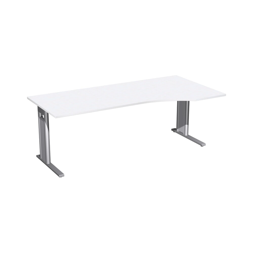 Illustration du produit: Bureau Geramöbel profilé, bâti en pied en C, plateau de table en PC à droite, LxP 2 000 x 1 000 mm, blanc