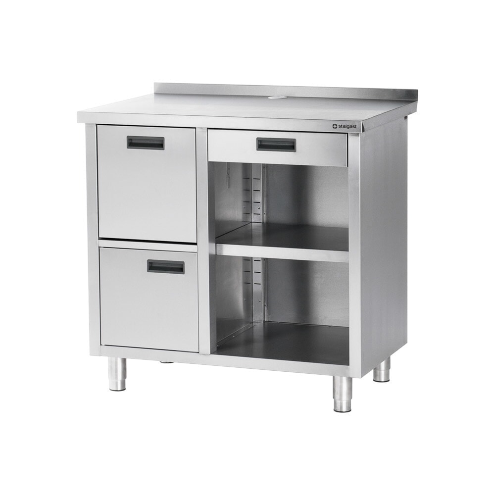 N° de l'image du produit 1 : Table de travail Stalgast pour machine à café, avec rebord, 1 000 x 700 x 1 000 mm (L x P x H)