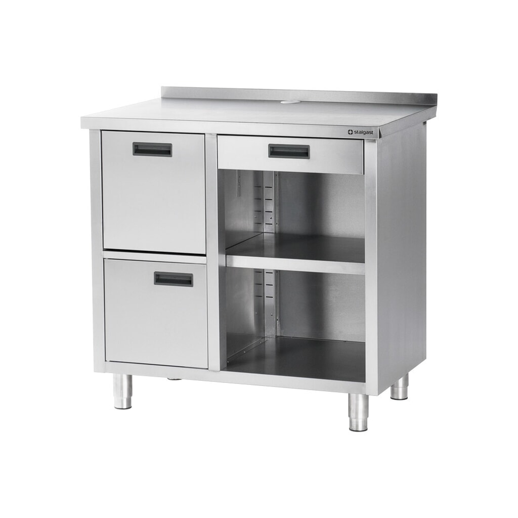 Table de travail Stalgast pour machine à café, avec rebord, 1 000 x 700 x 1 000 mm (L x P x H) Illustration du produit: Table de travail Stalgast pour machine à café, avec rebord, 1 000 x 700 x 1 000 mm (L x P x H)