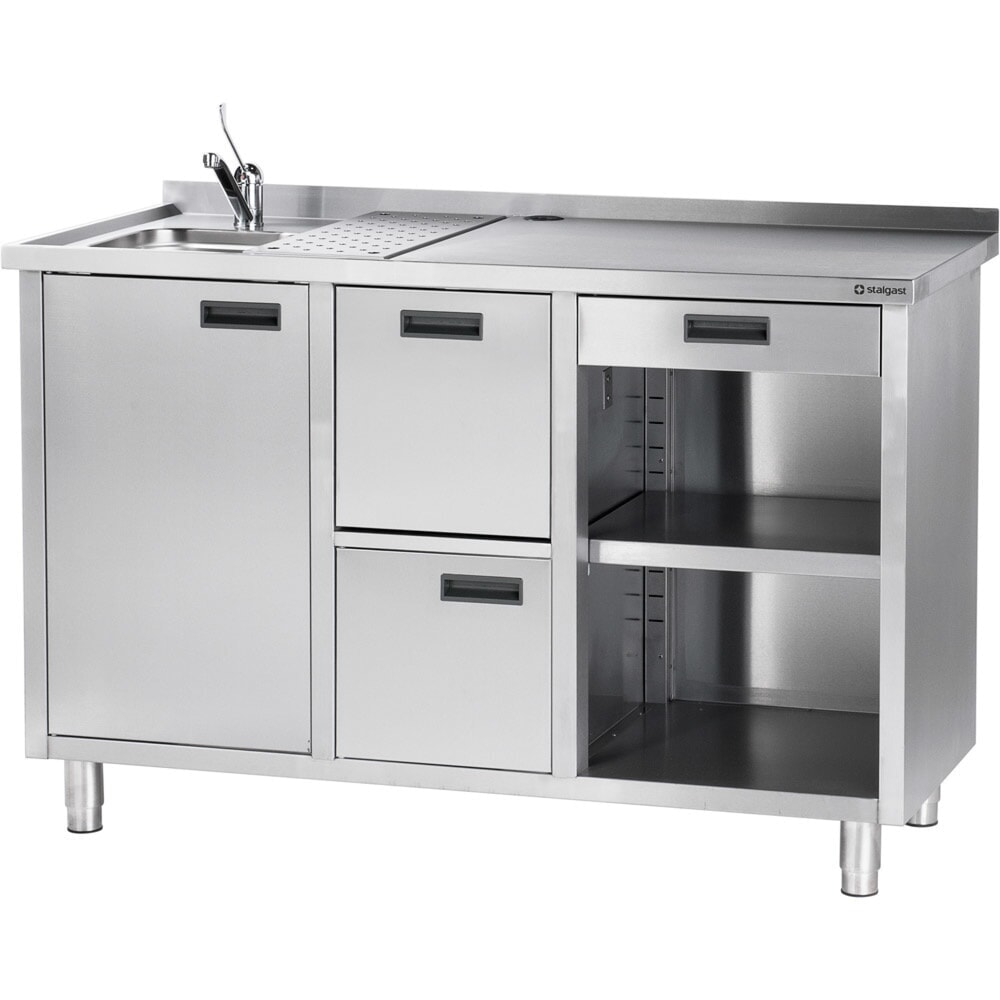 N° de l'image du produit 1 : Table de travail Stalgast pour machine à café, avec rebord, 1500 x 700 x 1 000 mm (L x P x H)