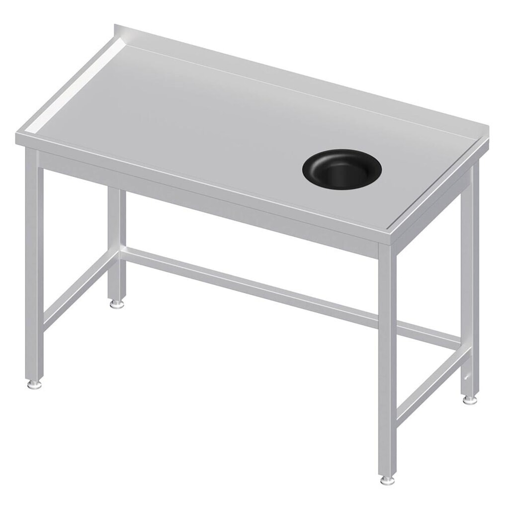 Table de travail Stalgast sans fond, 800x600x850 mm, avec trappe à déchets, avec rebord, soudée Illustration du produit: Table de travail Stalgast sans fond, 800x600x850 mm, avec trappe à déchets, avec rebord, soudée