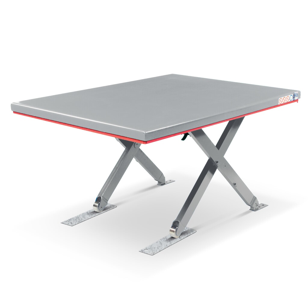 N° de l'image du produit 1 : Table élévatrice à ciseaux plats FLEXLIFT, structure fermée, capacité de charge 600 kg, plate-forme de 1 400 x 900 mm, 230 V