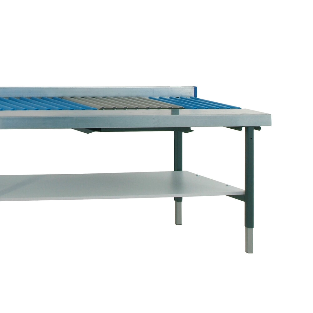 N° de l'image du produit 3 : Rocholz Table d’emballage SYSTEM 2000 réglable manuellement en hauteur, avec transrouleur, avec surface de travail et balance, H x l x P 690-960 x 1 955 x 920 mm