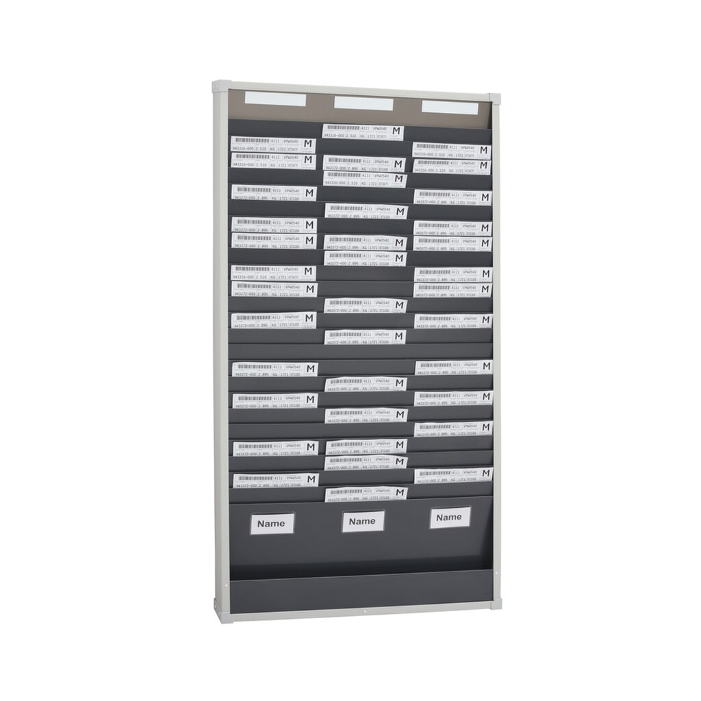 Tableau de tri de cartes, 3 rangées, 25 compartiments pour chacune, H x l 1 350 x 720 mm Illustration du produit: Tableau de tri de cartes, 3 rangées, 25 compartiments pour chacune, H x l 1 350 x 720 mm