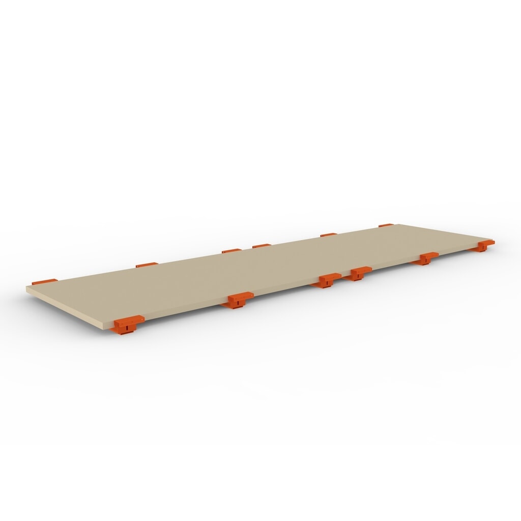 Illustration du produit: Tablette en aggloméré pour rayonnage à palettes META MULTIPAL, l x P 3 600 x 1 100 mm, avec traverses décalées