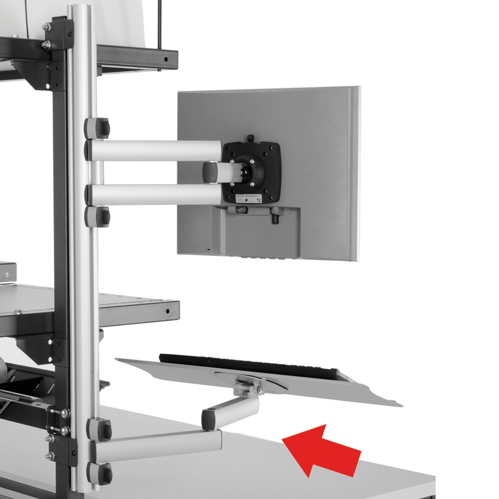 Illustration du produit: Plateau pour clavier et souris avec bras articulé pour système de table d’emballage Rocholz, H x l x P 200 x 100 x 455 mm