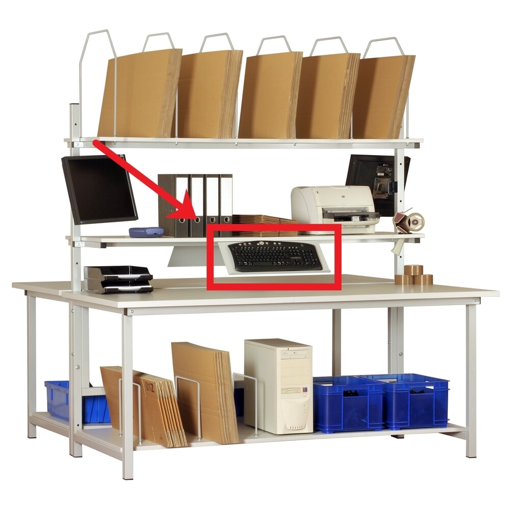 N° de l'image du produit 1 : Tablette pour clavier pour table d’emballage, l x P 300 x 150 mm