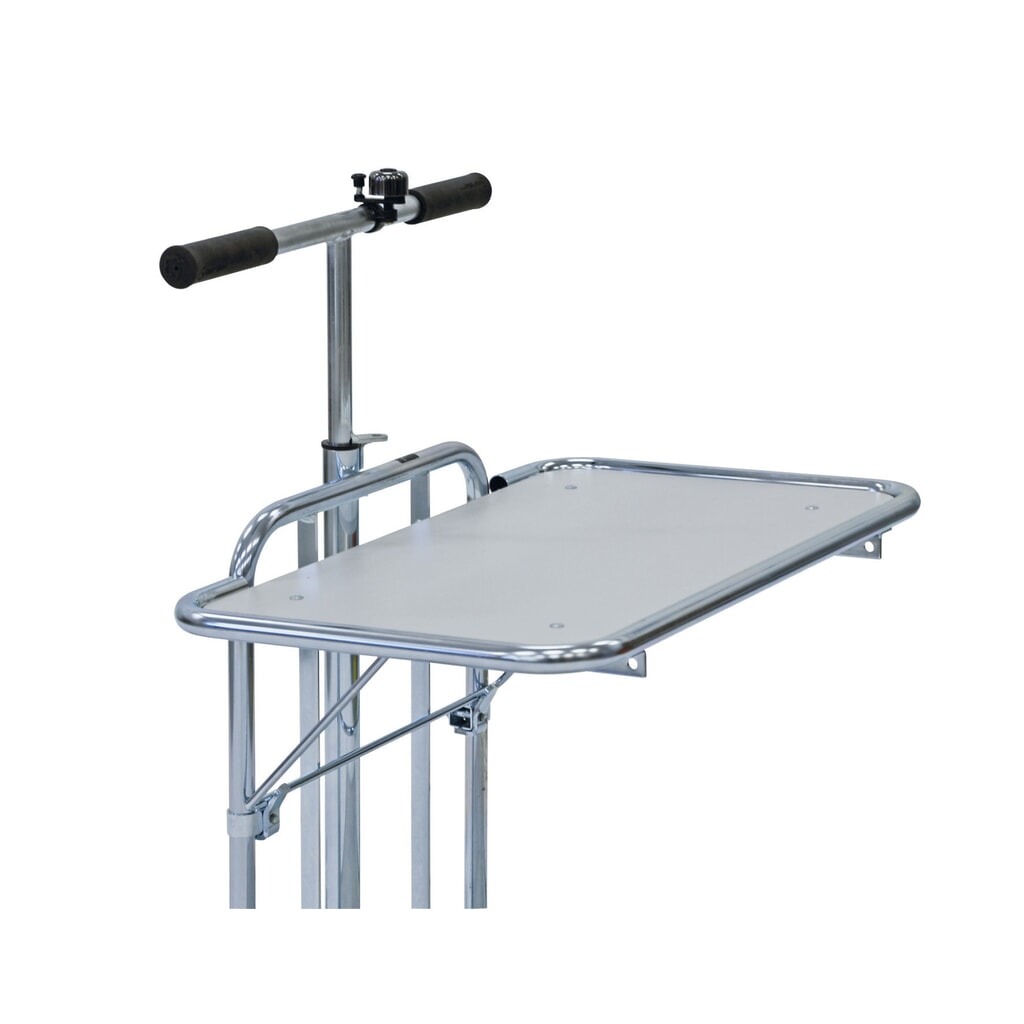 Tablette supplémentaire pour trottinette d'entreprise réf. 133019 & 133020, rabattable, réglable en hauteur Illustration du produit: Tablette supplémentaire pour trottinette d'entreprise réf. 133019 & 133020, rabattable, réglable en hauteur