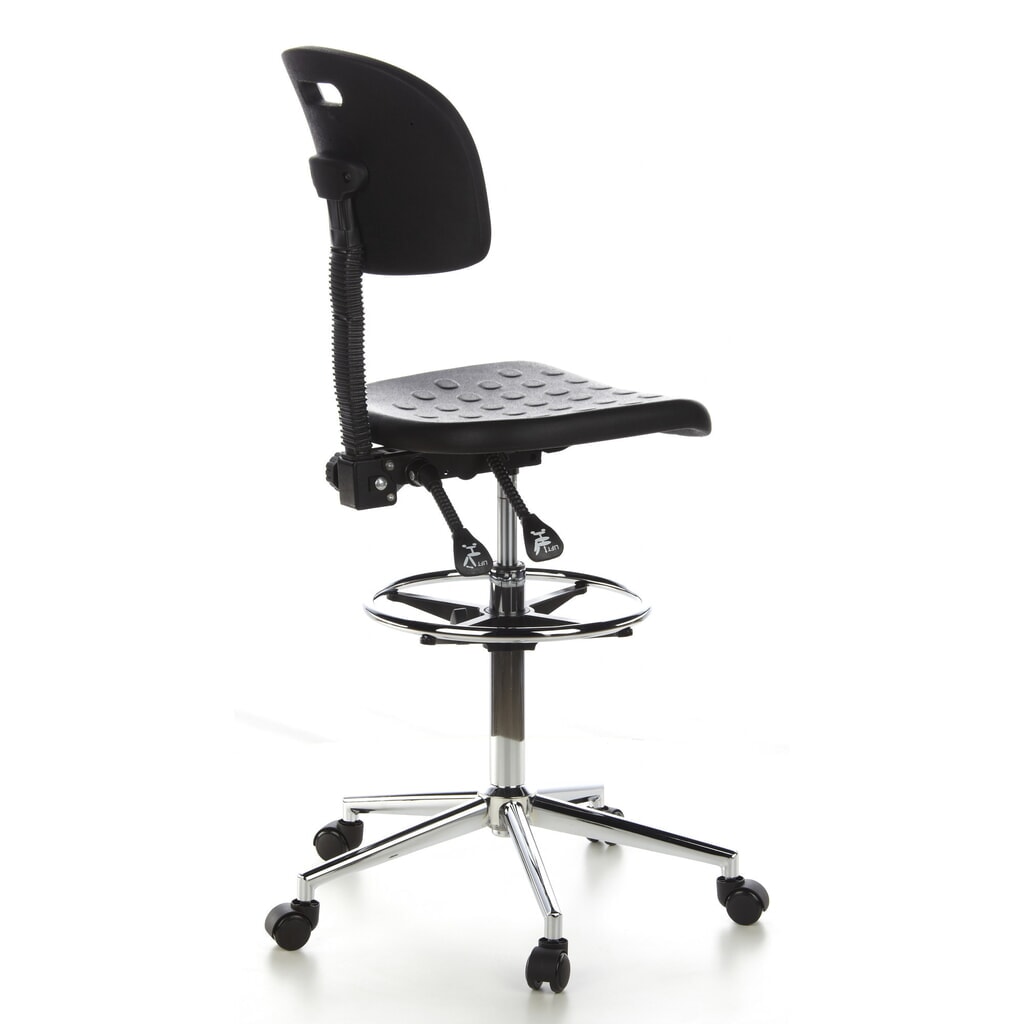 Tabouret / tabouret pivotant hjh OFFICE TOP WORK 23 similicuir, noir N° de l'image du produit 4 : Tabouret / tabouret pivotant hjh OFFICE TOP WORK 23 similicuir, noir