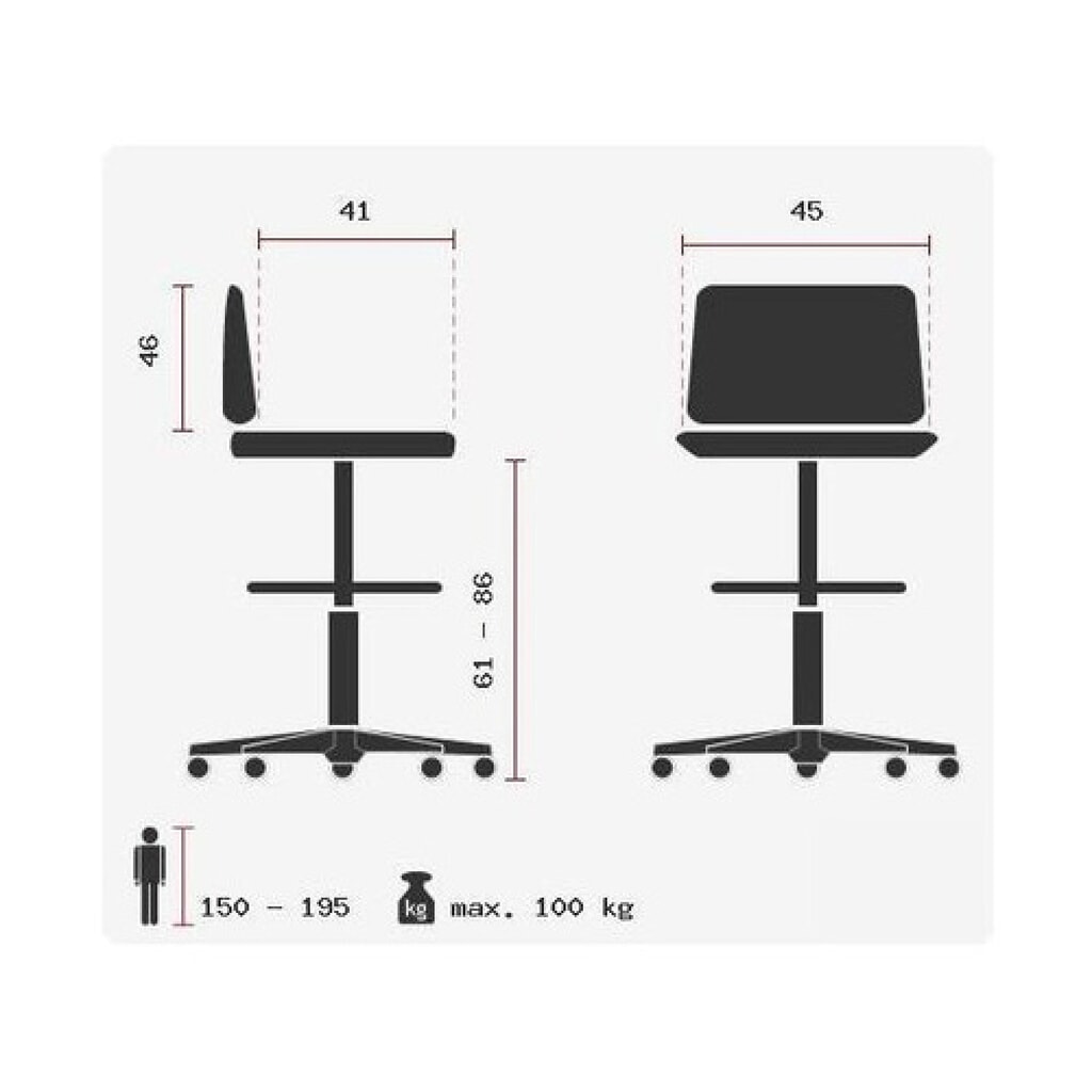 Tabouret / tabouret pivotant hjh OFFICE TOP WORK 23 similicuir, noir N° de l'image du produit 10 : Tabouret / tabouret pivotant hjh OFFICE TOP WORK 23 similicuir, noir