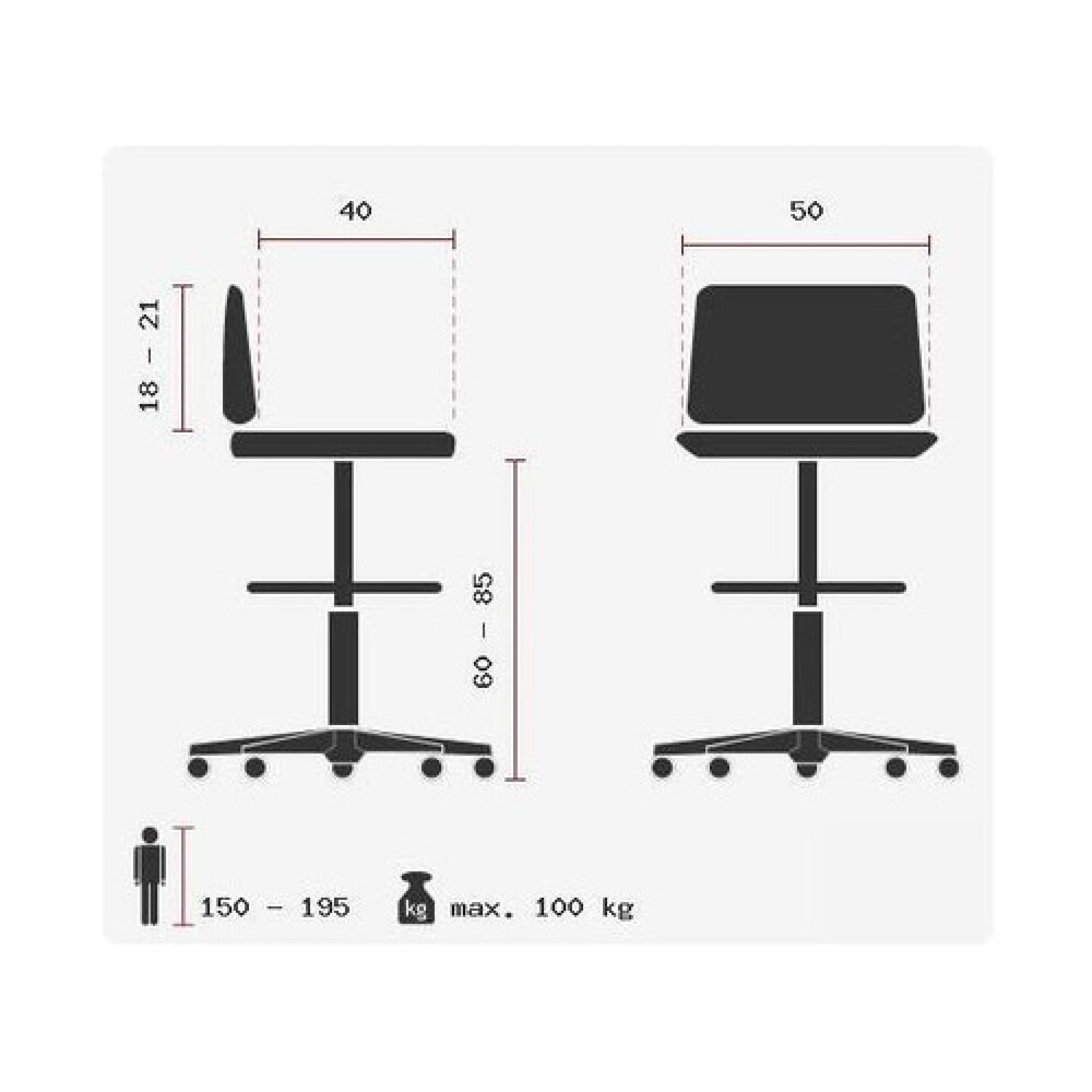 N° de l'image du produit 13 : Tabouret / tabouret pivotant hjh OFFICE WORK MF tissu, anthracite