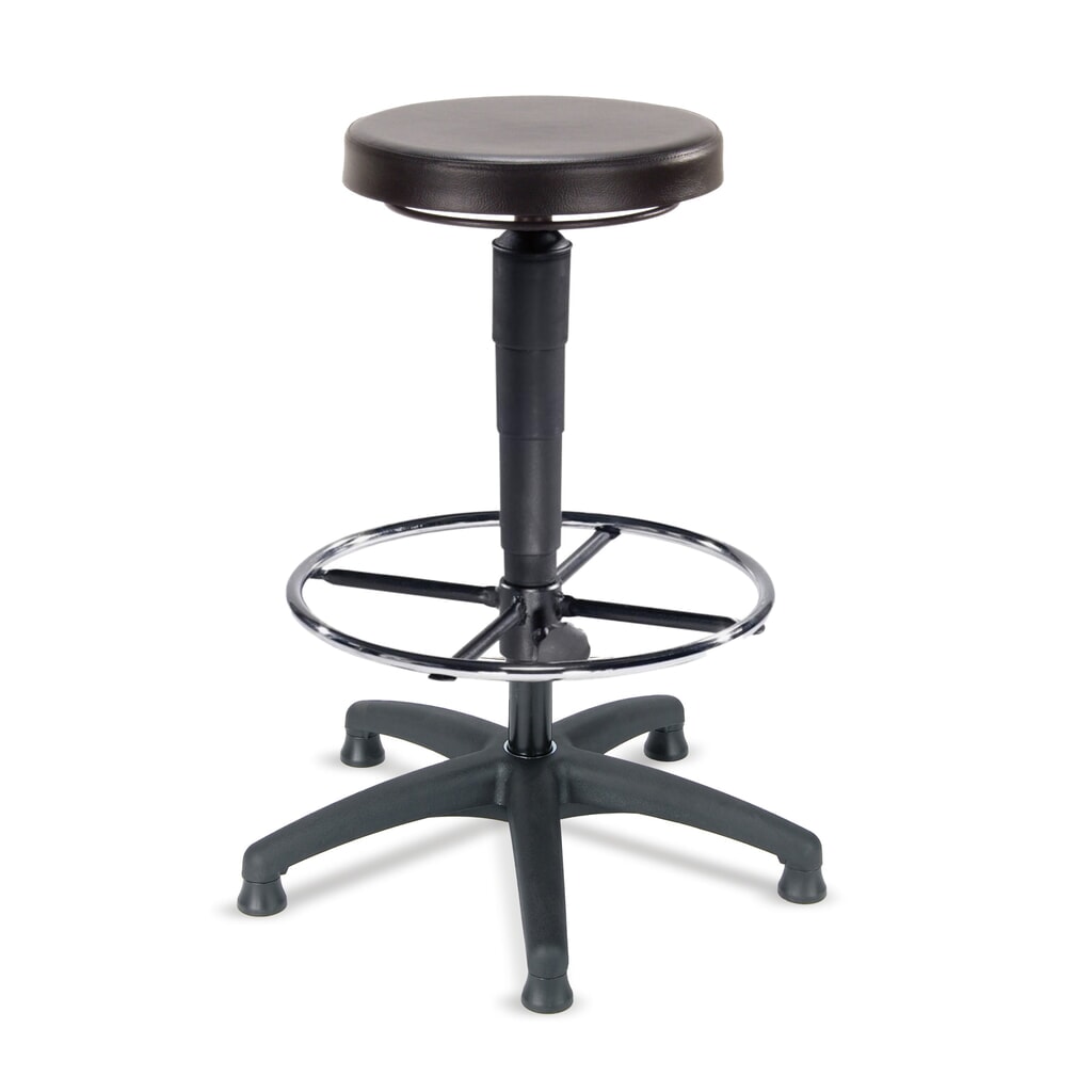 Tabouret Universal Plus, assise en similicuir, hauteur d’assise 620-870 mm, base plastique, patins Illustration du produit: Tabouret Universal Plus, assise en similicuir, hauteur d’assise 620-870 mm, base plastique, patins