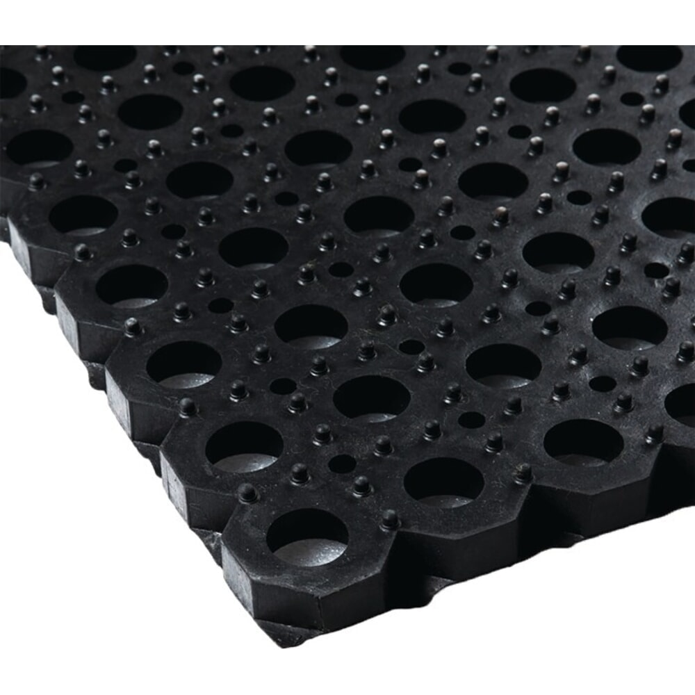 N° de l'image du produit 2 : Tapis en caoutchouc alvéolé, noir NR / SBR, largeur 1 m longueur 1,5 m épaisseur 22 mm, sans insert en tissu