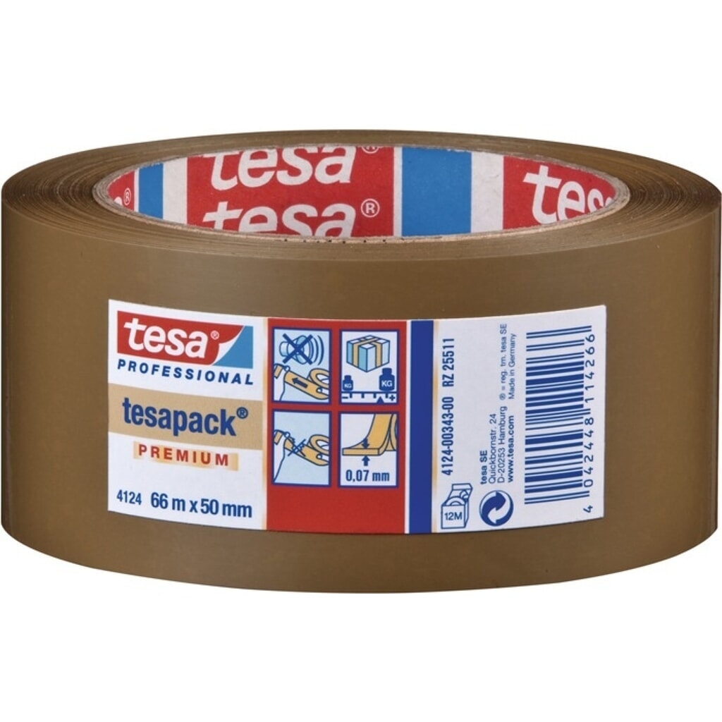 tesa® Ruban adhésif d'emballage PVC tesa® pack® 4124, longueur 66 m largeur 50 mm, chamois, rouleau Illustration du produit: tesa® Ruban adhésif d'emballage PVC tesa® pack® 4124, longueur 66 m largeur 50 mm, chamois, rouleau
