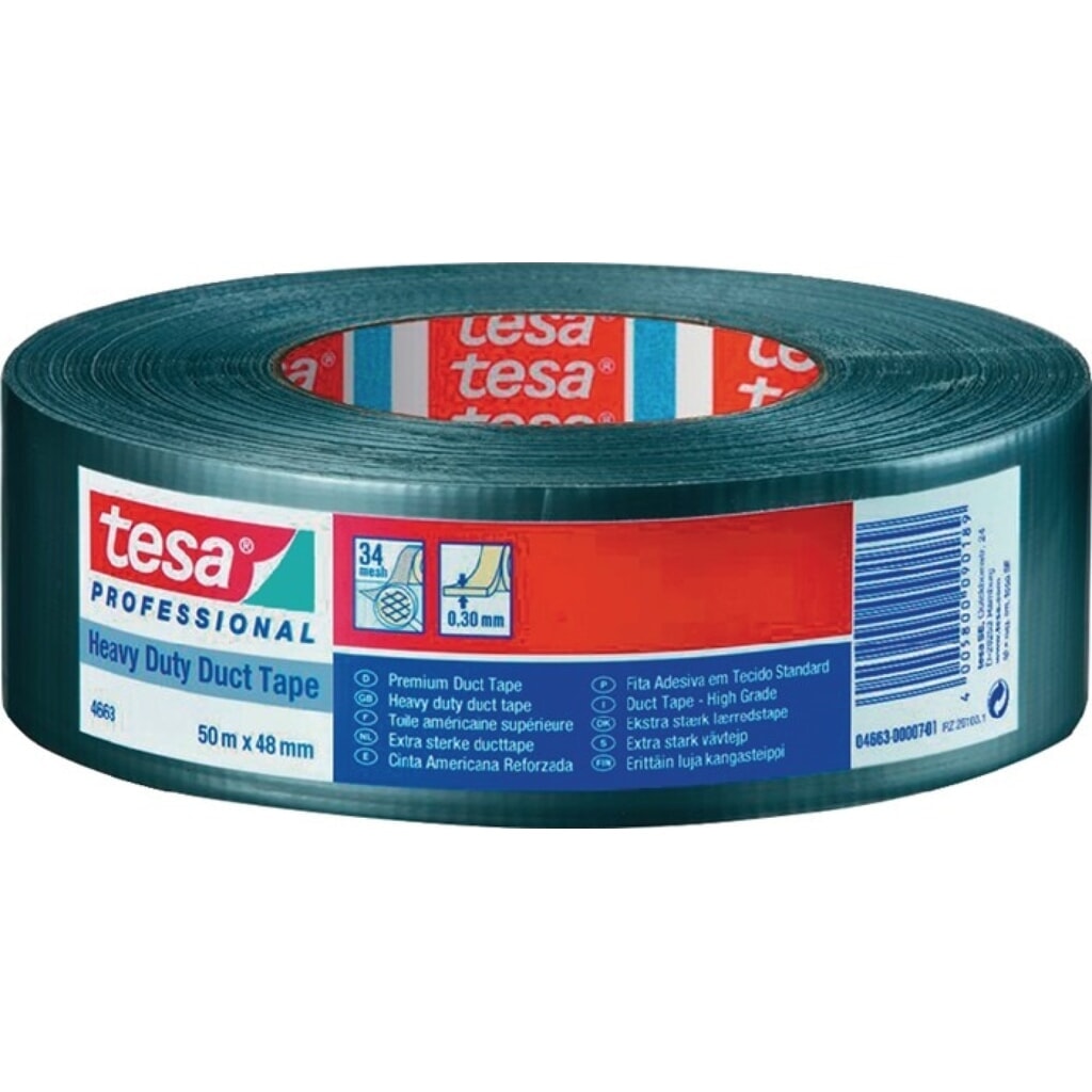 tesa® Ruban toilé duct tape 4663, longueur 50 m, largeur 48 mm, argenté, rouleau Illustration du produit: tesa® Ruban toilé duct tape 4663, longueur 50 m, largeur 48 mm, argenté, rouleau