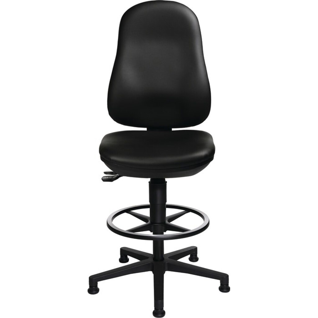 Chaise de travail pivotante Topstar® Point 70 C, rembourrage similicuir noir, patins + anneau repose-pieds, 590-840 mm N° de l'image du produit 2 : Chaise de travail pivotante Topstar® Point 70 C, rembourrage similicuir noir, patins + anneau repose-pieds, 590-840 mm