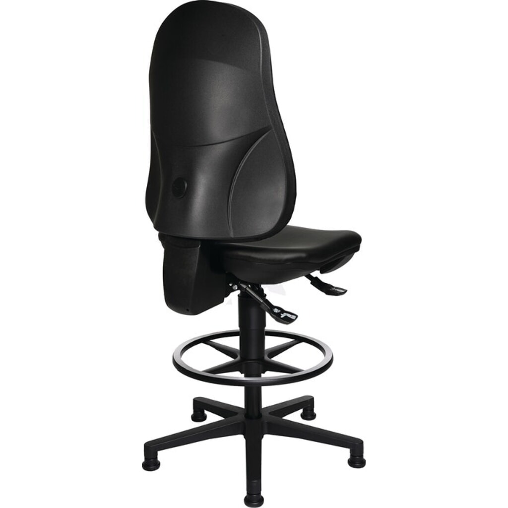 N° de l'image du produit 3 : Chaise de travail pivotante Topstar® Point 70 C, rembourrage similicuir noir, patins + anneau repose-pieds, 590-840 mm