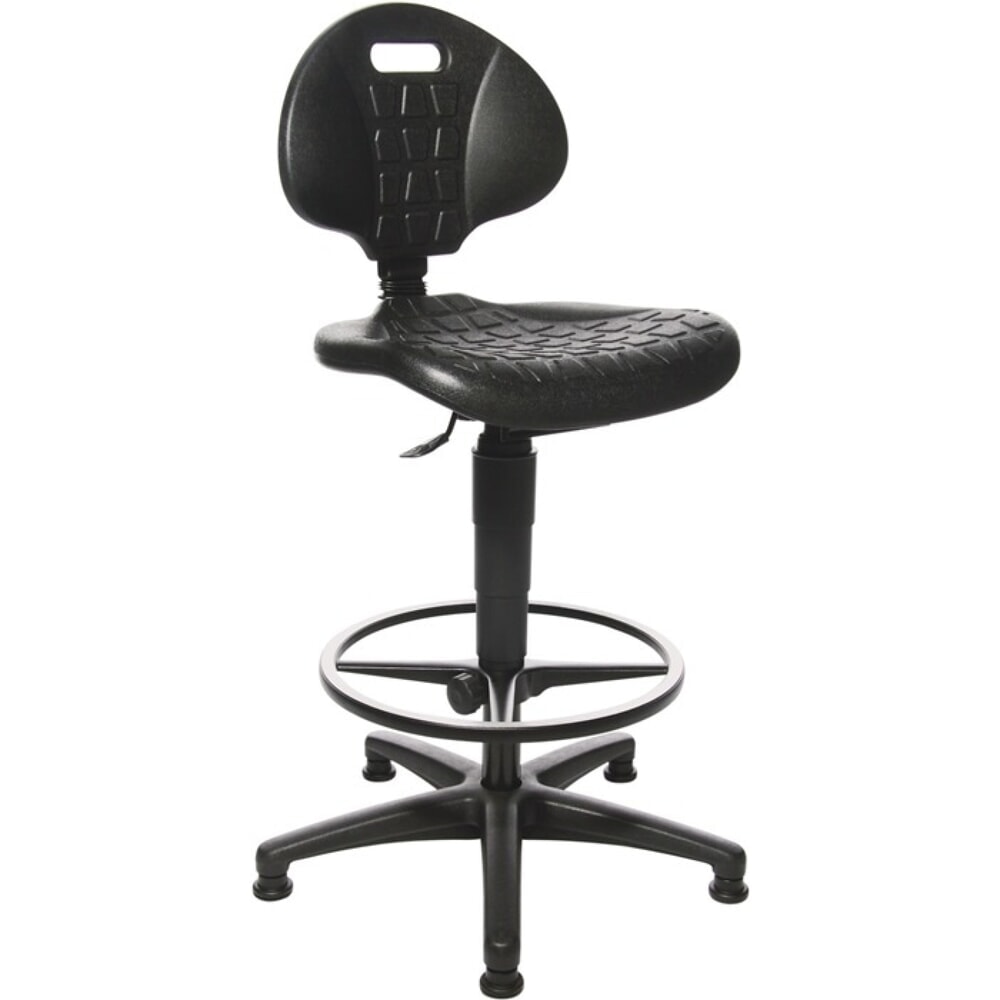 Illustration du produit: Chaise de travail pivotante Topstar® Tec 20, mousse polyuréthane noir, patins + anneau repose-pieds, 590-840 mm