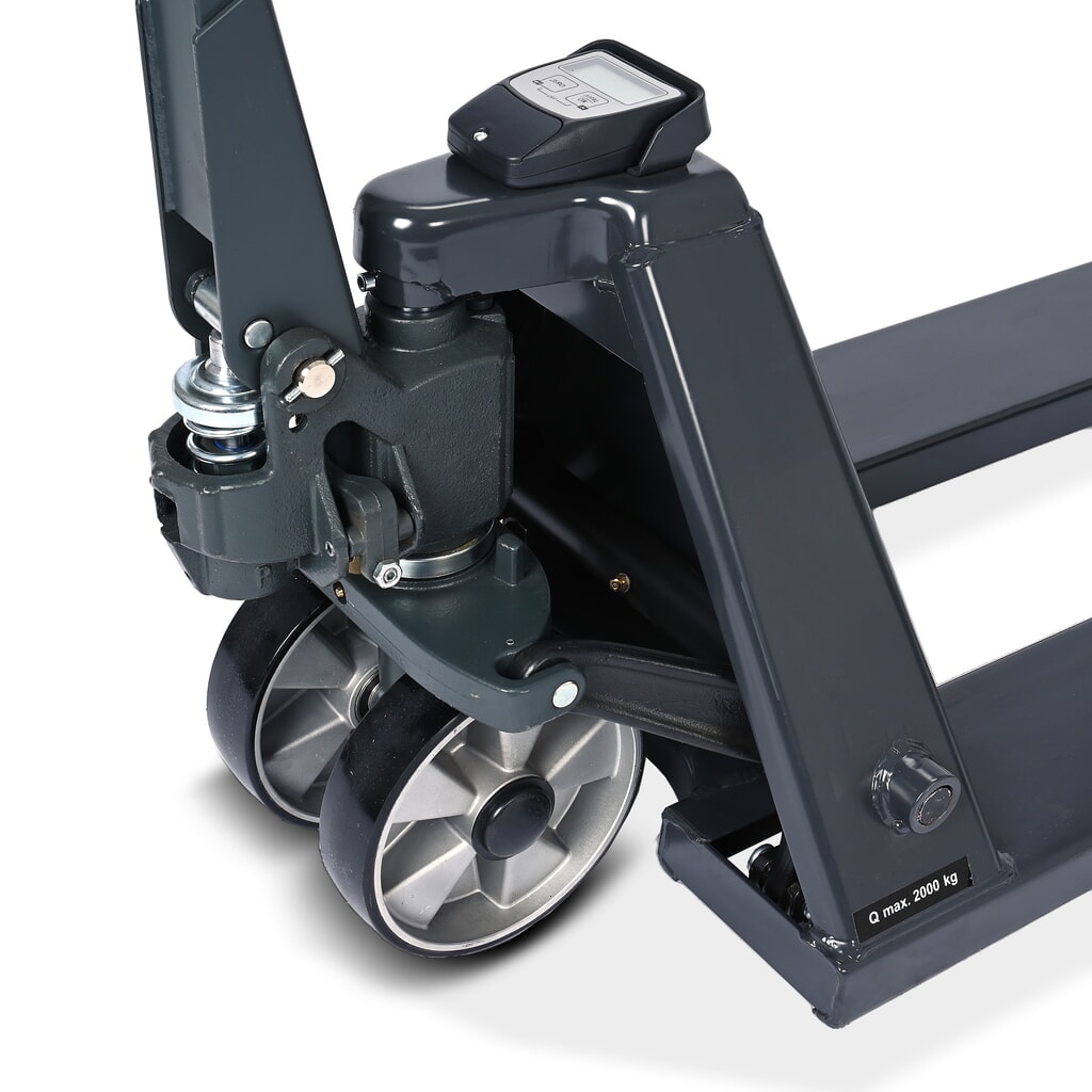 N° de l'image du produit 12 : Transpalette peseur HEMMDAL PTM 2.0 Scale, capacité de charge 2 000 kg, pas de 5 kg, galets de fourche simples
