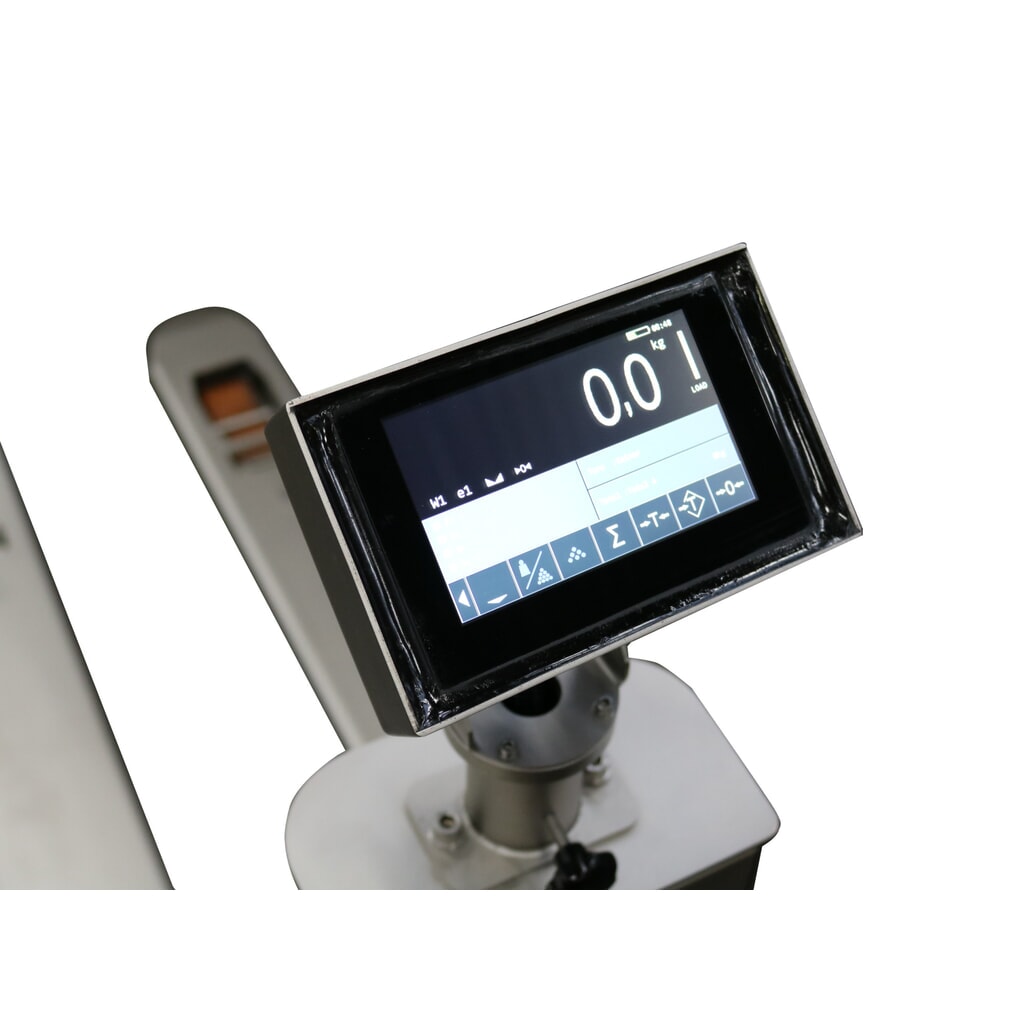 N° de l'image du produit 2 : Ravas Transpalette en acier inoxydable avec balance INOX PRO avec affichage tactile multi-plages, capacité de charge 2 000 kg, longueur des fourches 1 150 mm, polyamide, galets tandem
