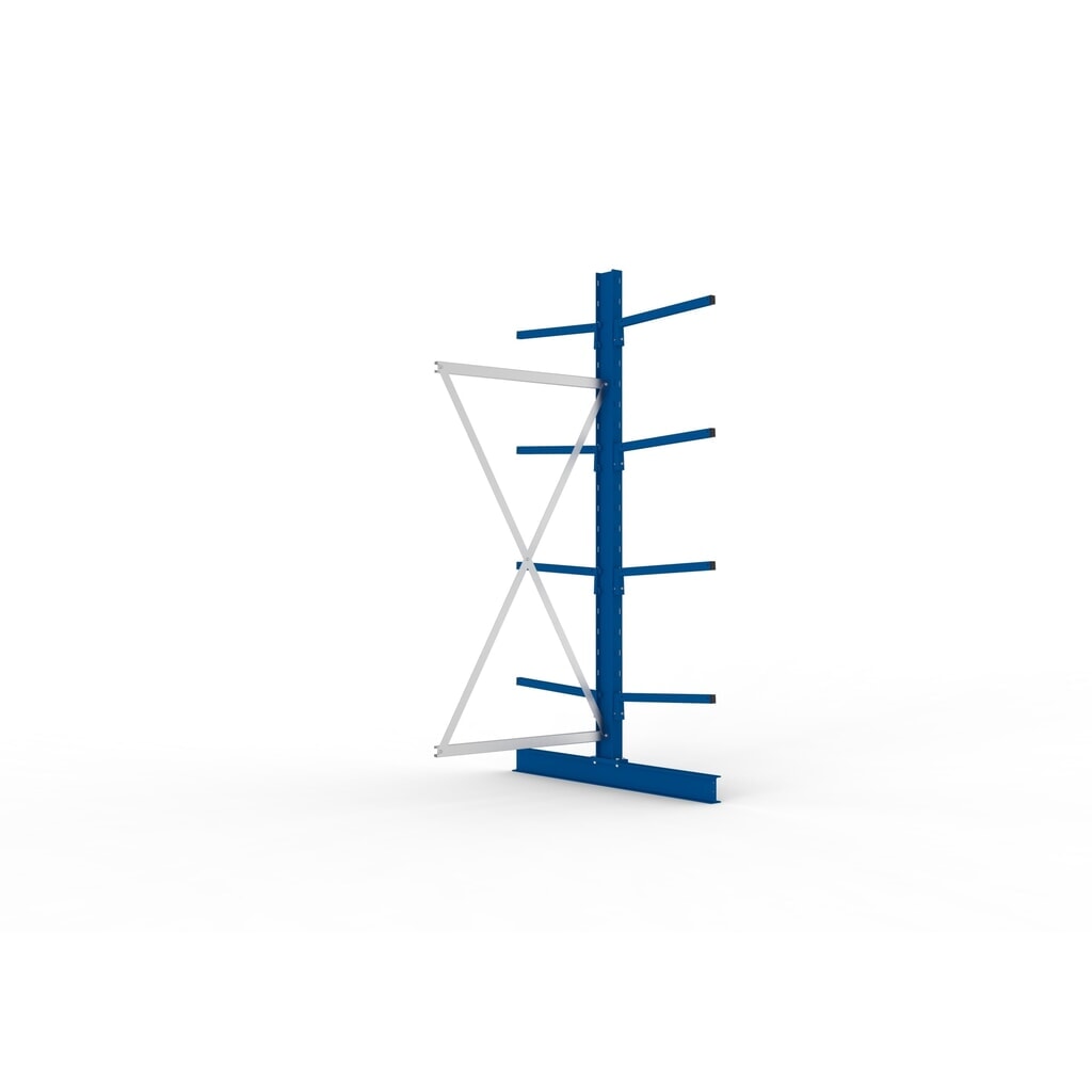 Travée auxiliaire de rayonnage cantilever META, double accès, capacité de charge par bras 140 kg, H x l x P 2 500 x 1 030 x 1 420 mm Illustration du produit: Travée auxiliaire de rayonnage cantilever META, double accès, capacité de charge par bras 140 kg, H x l x P 2 500 x 1 030 x 1 420 mm