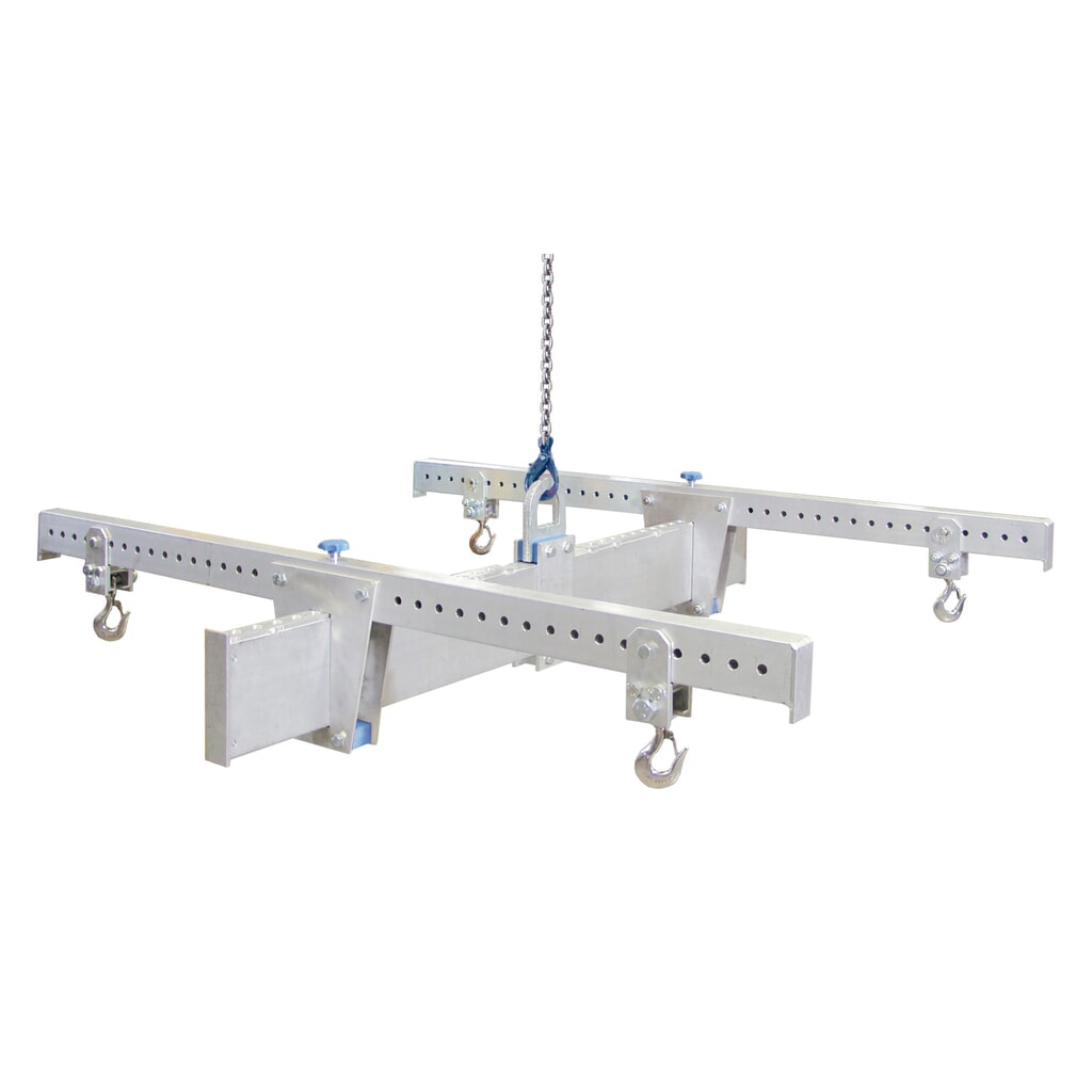 Illustration du produit: Traverse porte-charge SCHILLING en forme de H en alu, avec 4 crochets de sécurité, poutre principale de 2 m, traverse de 2 m, capacité de charge de 1 000 kg