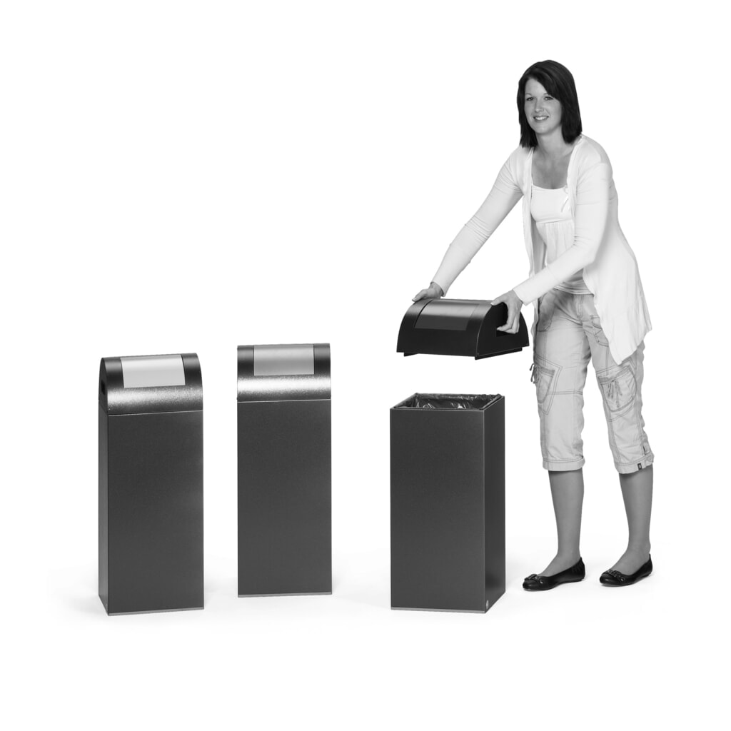 N° de l'image du produit 3 : VAR® Collecteur de déchets, 60 litres, autoextinguible, corps argent, couvercle rond / bleu