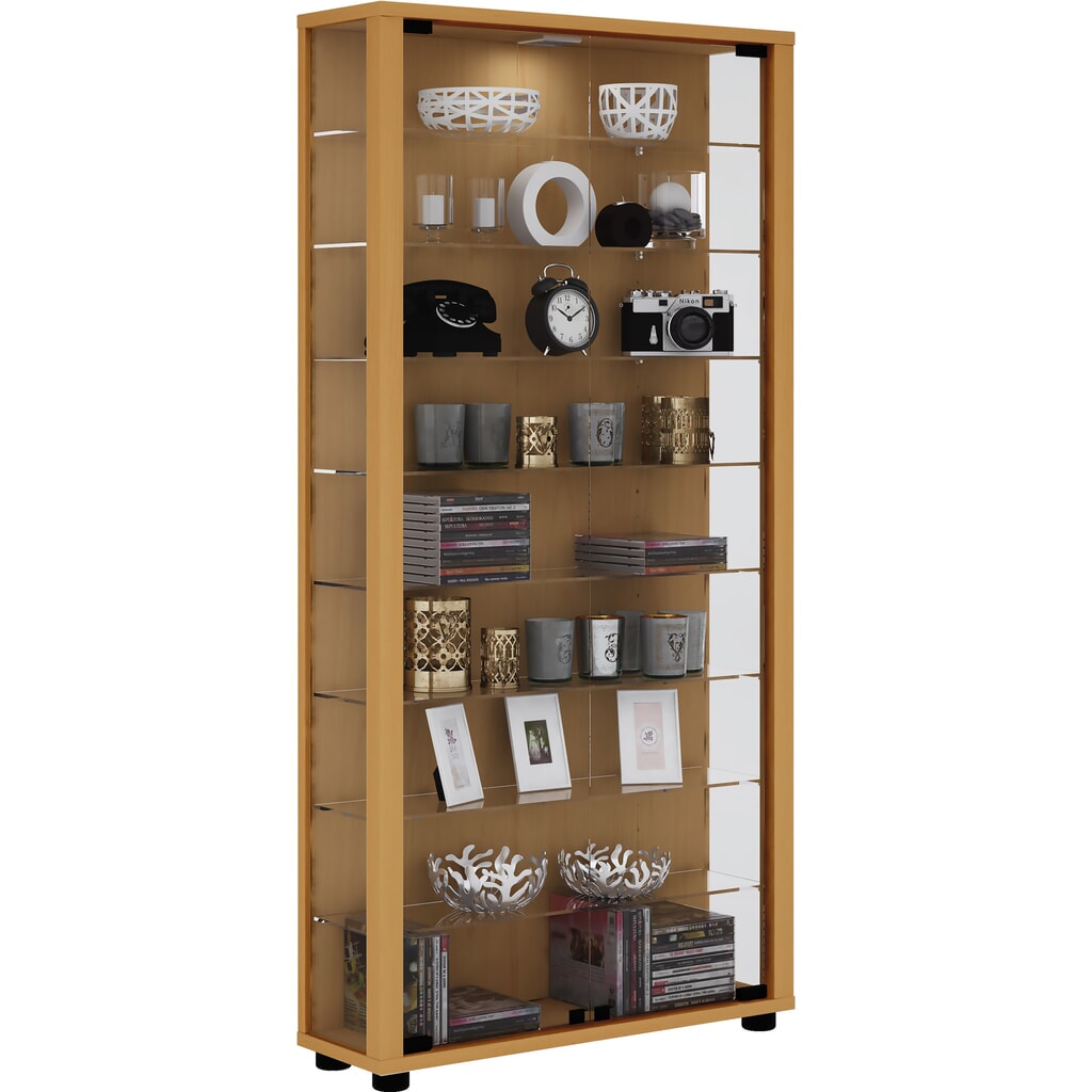 Vitrine à poser VCM Lumo Maxi, avec éclairage LED, hêtre Illustration du produit: Vitrine à poser VCM Lumo Maxi, avec éclairage LED, hêtre