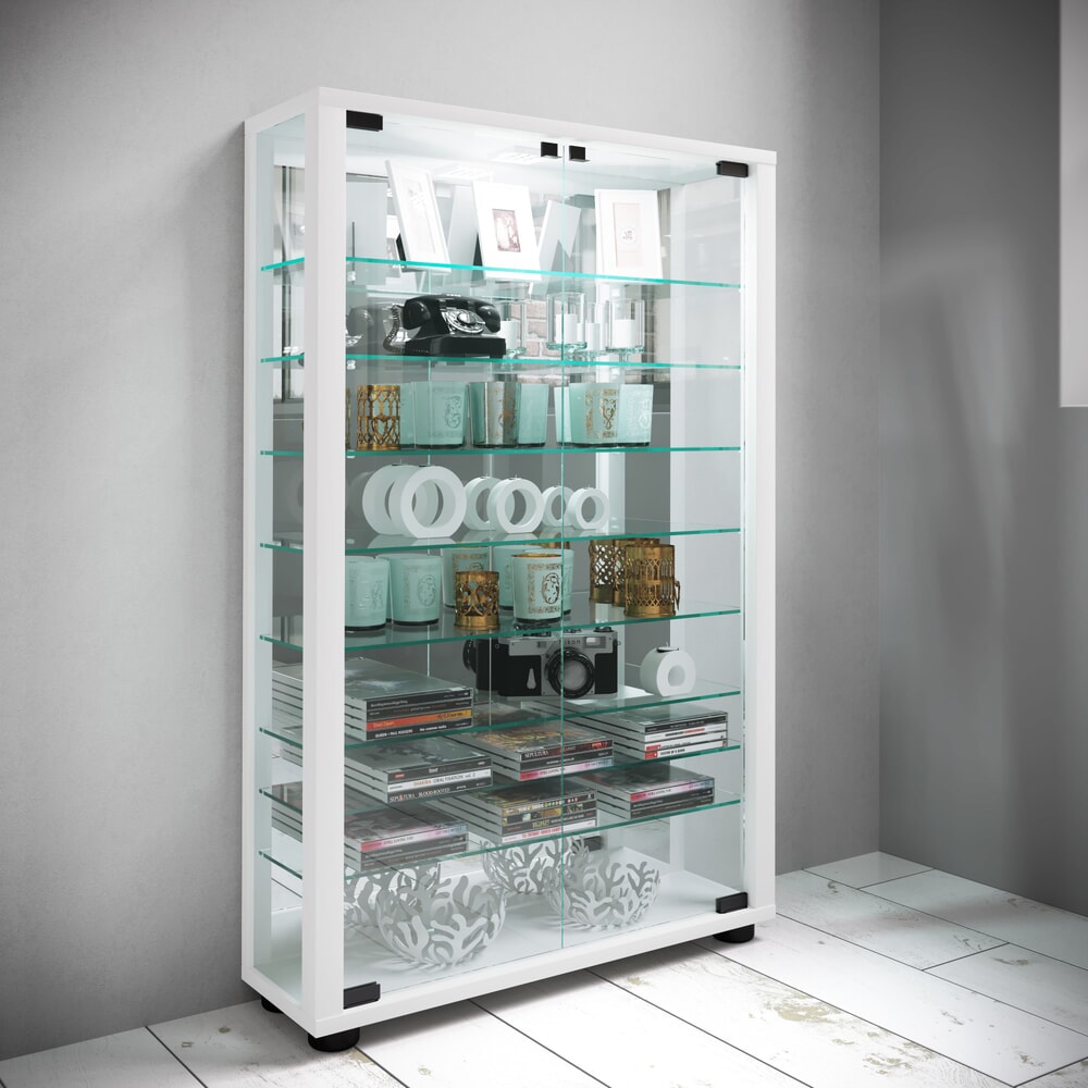 N° de l'image du produit 4 : Vitrine à poser VCM Lumo Mini avec Miroir, éclairage LED inclus, blanc
