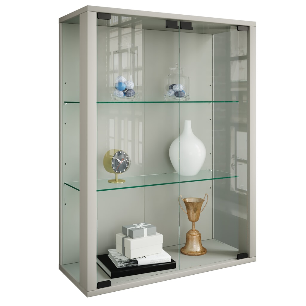 Vitrine murale VCM Udina, avec éclairage LED, couleur argent Illustration du produit: Vitrine murale VCM Udina, avec éclairage LED, couleur argent