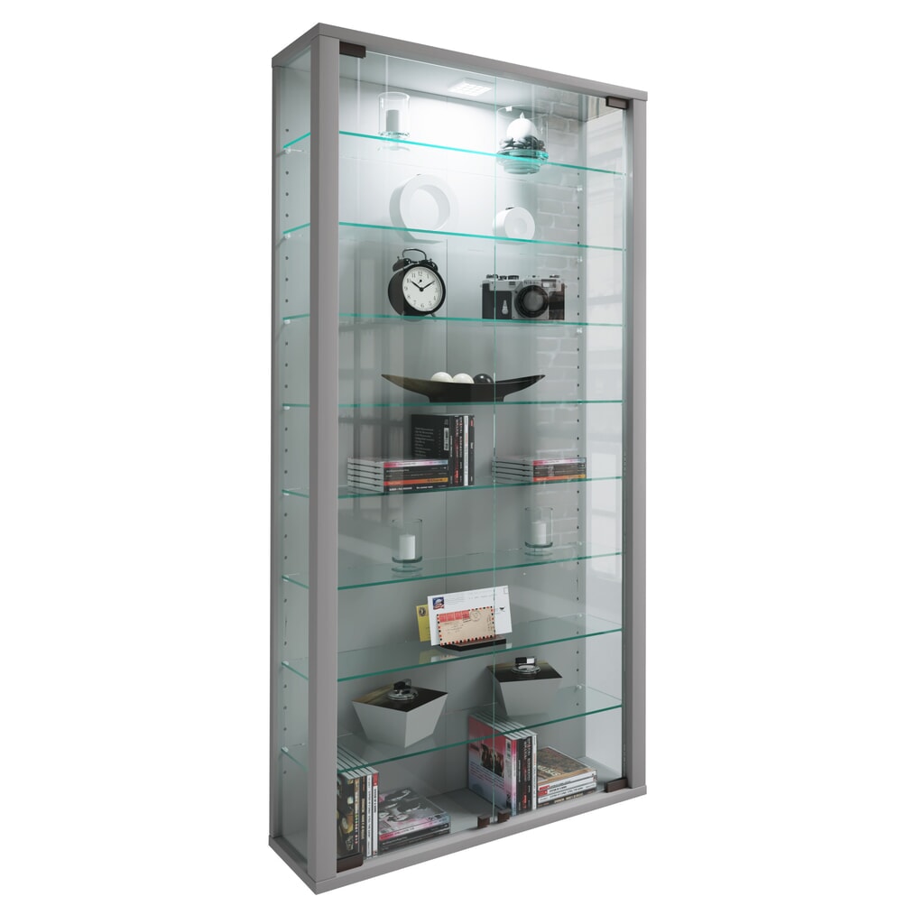 Illustration du produit: Vitrine murale VCM Vitrosa Maxi, avec éclairage LED, argent