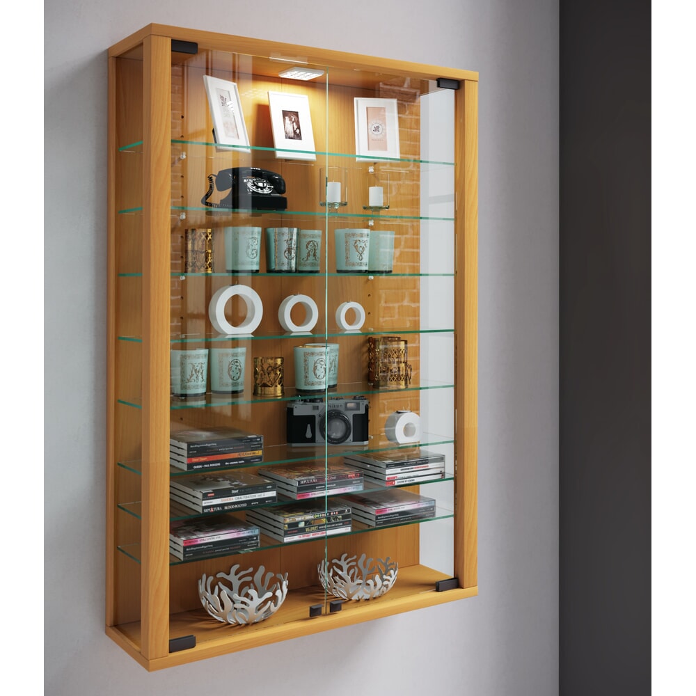 N° de l'image du produit 2 : Vitrine murale VCM Vitrosa Mini, avec éclairage LED, hêtre