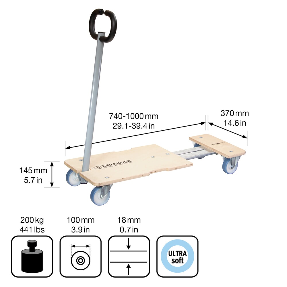 N° de l'image du produit 3 : WAGNER Aide au transport CARRIER EXTEND - 74-101 x 37 x 14,5 cm, capacité de charge 200 kg