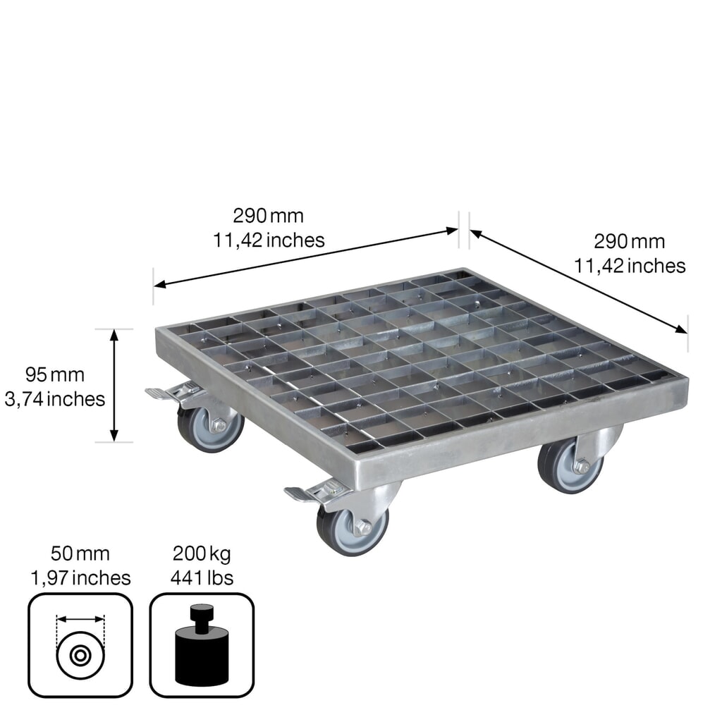 WAGNER Rouleur pour plantes INDUSTRIAL STYLE - 29 x 29 x 9,5 cm, capacité de charge 200 kg N° de l'image du produit 3 : WAGNER Rouleur pour plantes INDUSTRIAL STYLE - 29 x 29 x 9,5 cm, capacité de charge 200 kg