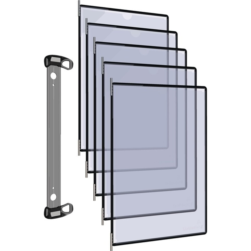 N° de l'image du produit 2 : Wandhalter, PP schwarz, 5 Sichttafeln, mit Neodym-Magnetf.DIN A4