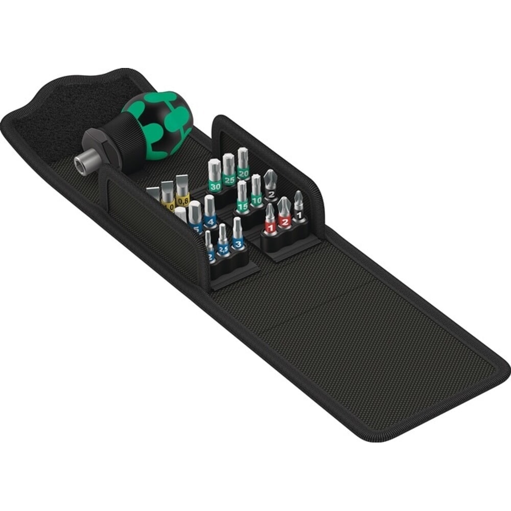 Illustration du produit: WERA Bitsortiment KK Stubby 1, PH/PZD/TORX®/6Kt./Schlitz, 19-teilig