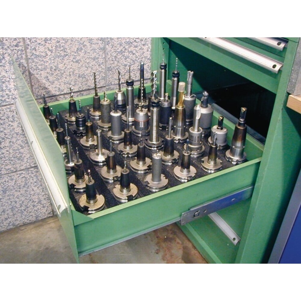 N° de l'image du produit 2 : Werkzeugträger, aus Polypropylen Modul 6er, SK40, Breite 595 x Tiefe 90 x Höhe 101 mm