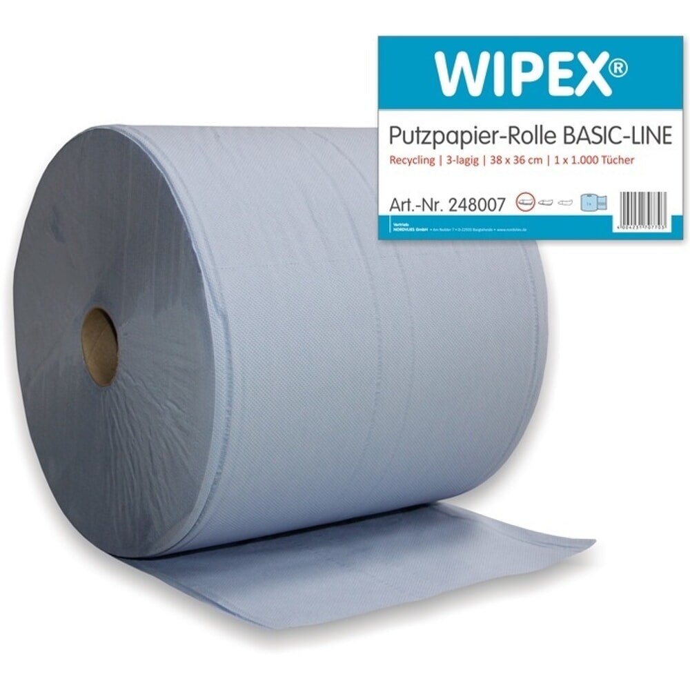 Illustration du produit: WIPEX Putztuch Basic-Line, blau, L360xB380ca. mm, 1 Rolle/ VE, 3-lagig