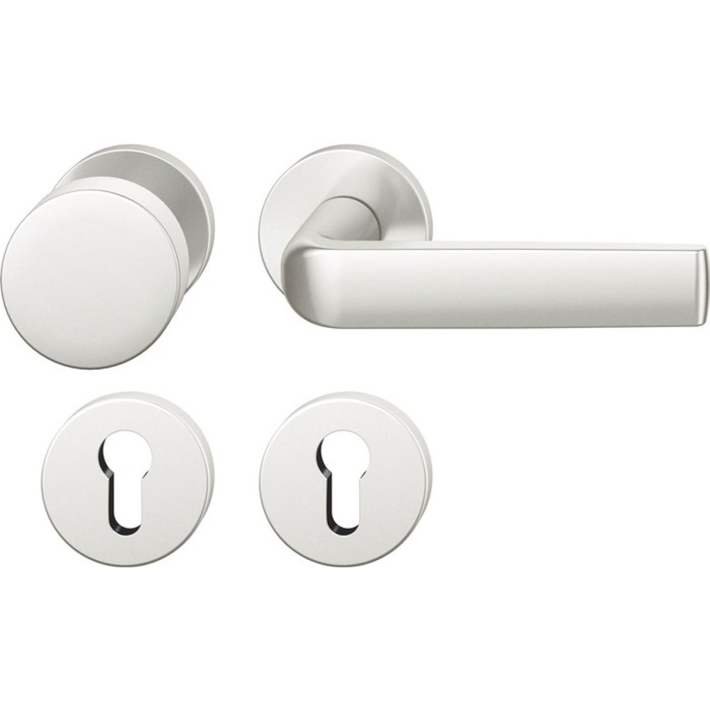 Produktabbildung: FSB Rosettengarnitur 12 1267, rund PZ, Aluminium 0105, DIN links / rechts flach D/K