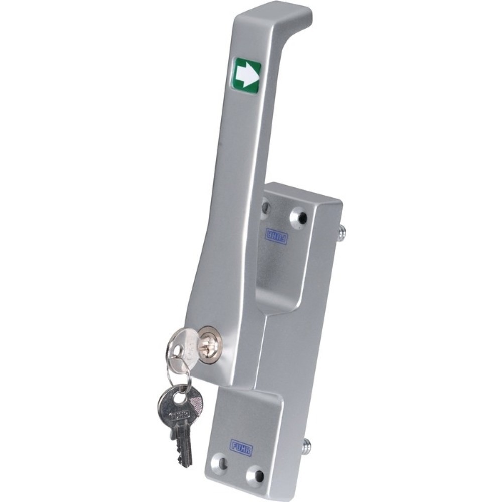 Produktabbildung: FUHR Türtreibriegel 970Z, Leichtmetall, DIN links silber eloxiert, Rundstange 10 mm