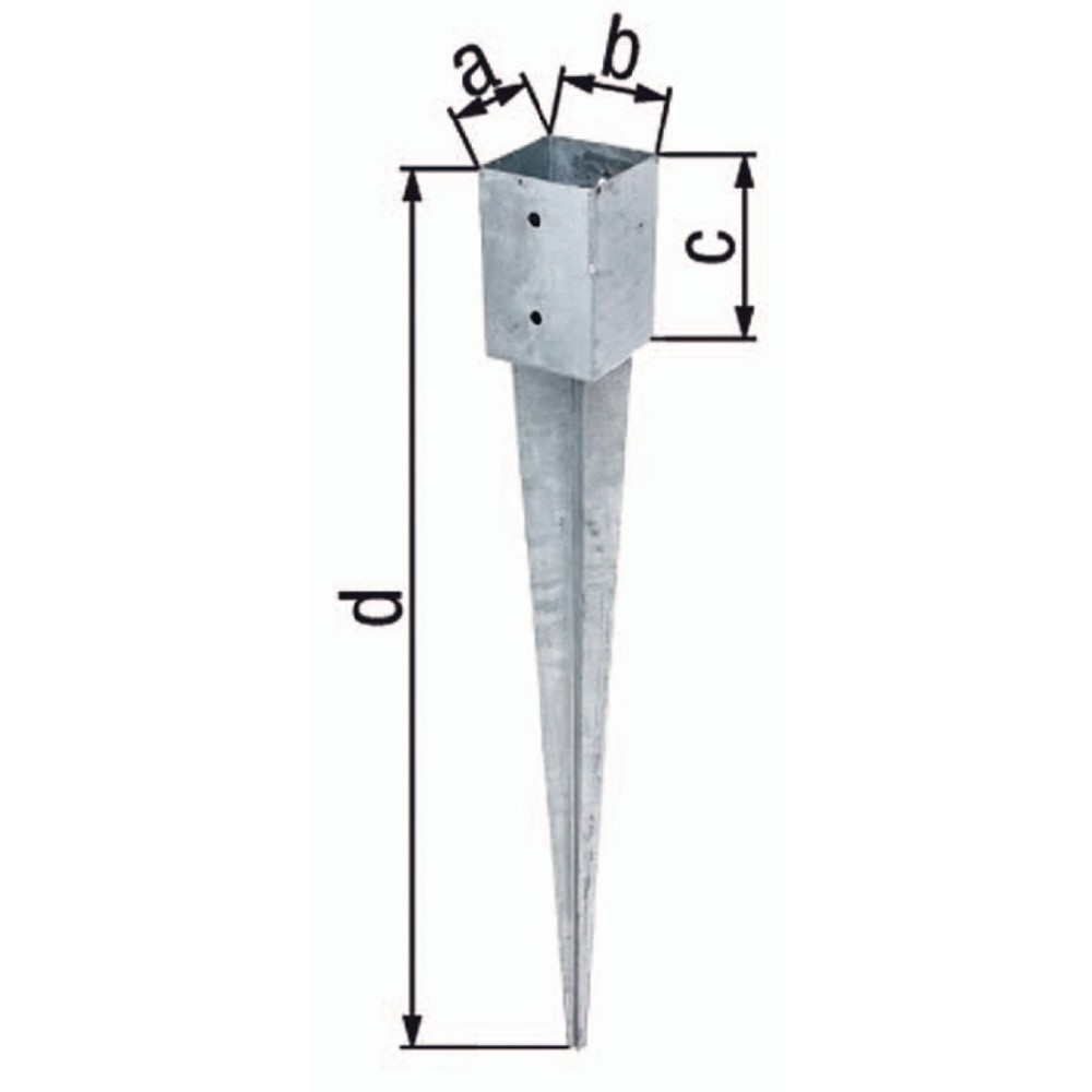 Illustration du produit: GAH Einschlagbodenhülse, Stahl roh feuerverzinkt, a91xb91xc150xd750mm
