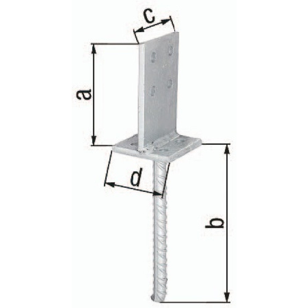 Illustration du produit: GAH T-Pfostenträger, Stahl roh feuerverzinkt, 130x200x80x80mm