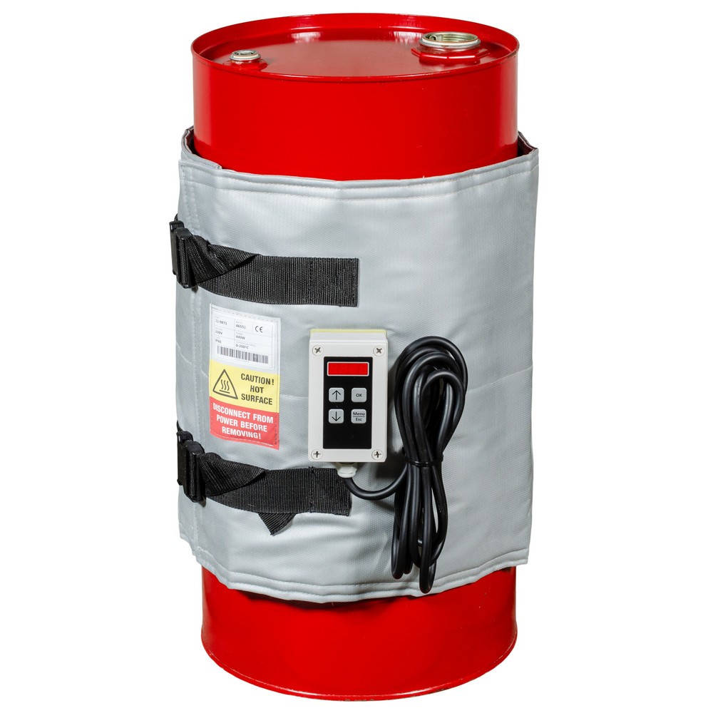 Illustration du produit: Gaine chauffante pour fûts haute température Kuhlmann, 50-60 l, 0-200 ºC, 230 V, 440 W, L x H 1 380 x 460 mm