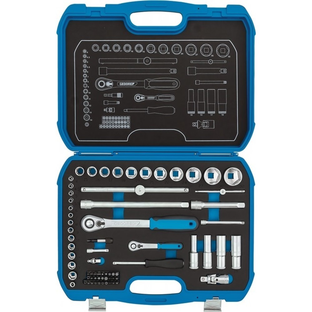 Produktabbildung: GEDORE Steckschlüsselsatz 19 BMC 20 69-tlg.1/4+1/2 Zoll SW 4-32mm Z.60/40 6KT