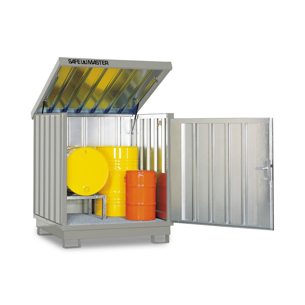 Produktabbildung: SAFE Master® Gefahrstoff-Depot, verzinkt und lackiert, 4x 200 l, HxBxT 1.610 x 1.420 x 1.490 mm, grauweiss