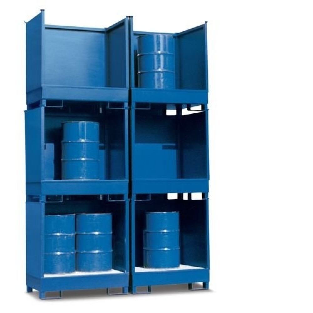 Produktabbildung: Gefahrstoff-Station 2 P2-O, für 2x 200-Liter-Fässer, mit Rahmen, stapelbar, lackiert