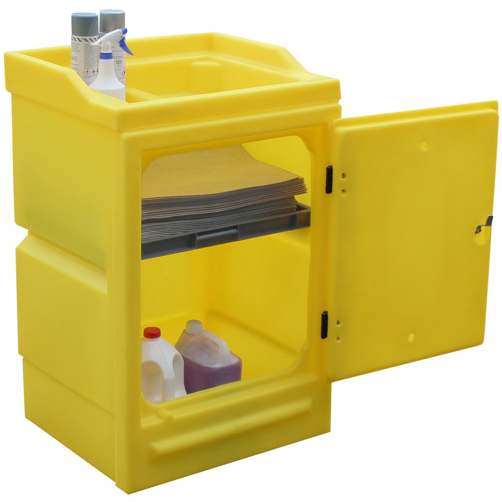 Produktabbildung: Gefahrstoffschrank aus PE, Zylinderschloss, Auffangvolumen 48 l, 1 PE-Fachboden