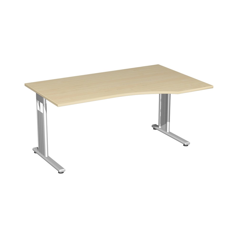 Produktabbildung: Geramöbel Büro-Schreibtisch Lissabon, C-Fuss-Gestell, PC-Form-Tischplatte rechts, BxT 1.800 x 1.000 mm, Ahorn