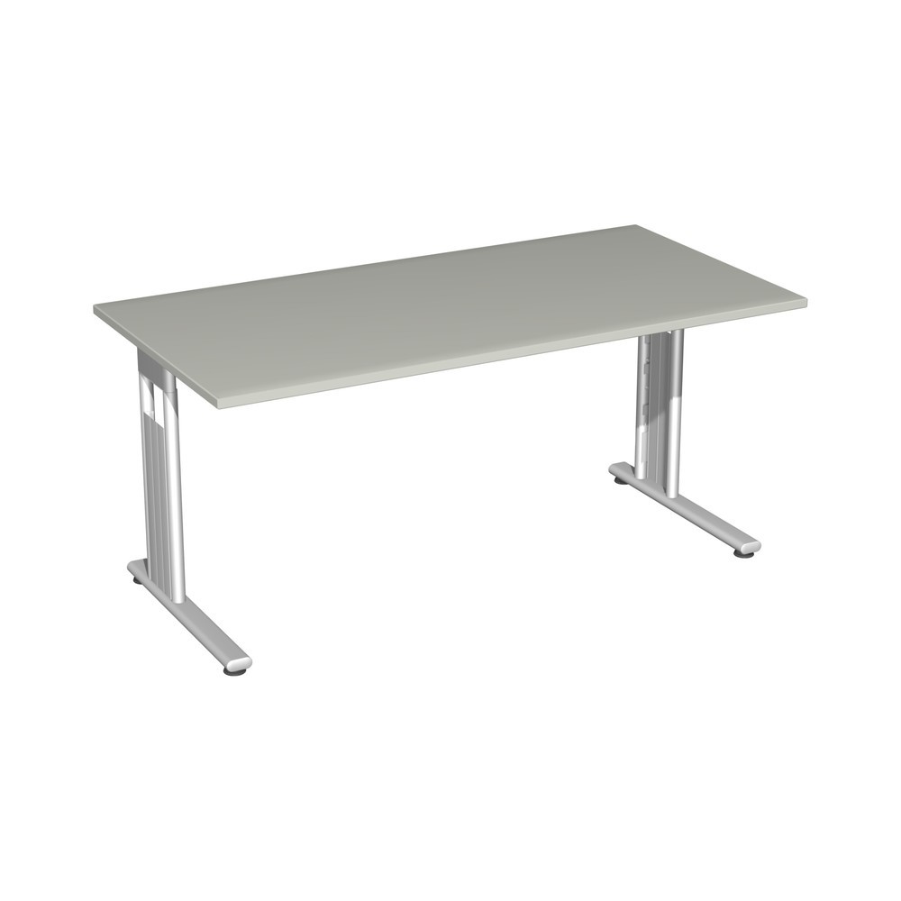 Produktabbildung: Geramöbel Büro-Schreibtisch Lissabon, C-Fuss-Gestell, BxT 1.600 x 800 mm, lichtgrau